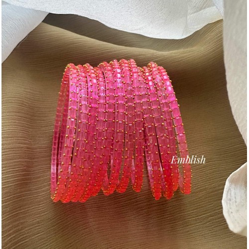 Pink Rain Drop  Glass Bangles