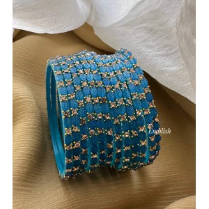 Blue Leaf Shape Glass Bangles