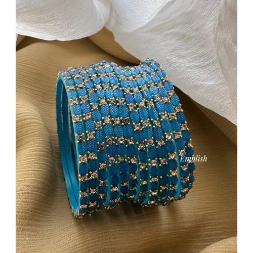 Blue Leaf Shape Glass Bangles