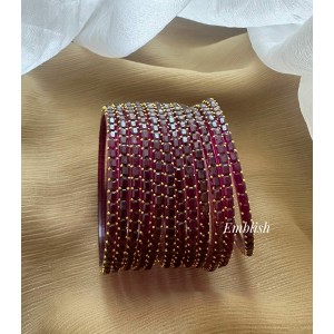 Wine Colour Rain Drop  Glass Bangles