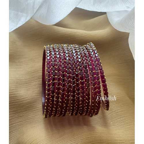 Wine Colour Rain Drop  Glass Bangles
