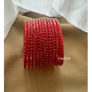 Red Rain Drop Glass Bangles