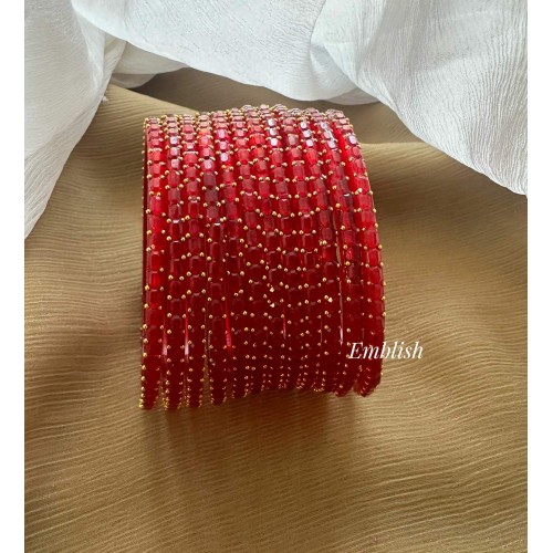 Red Rain Drop Glass Bangles