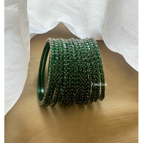 Green Rain Drop Glass Bangles