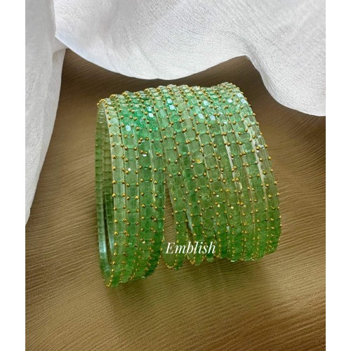 Turquoise Green Rain Drop Glass Bangles