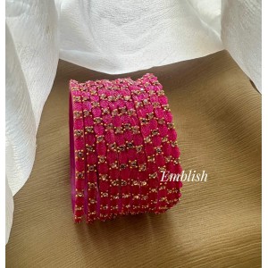 Pink Leaf Shape Glass Bangles