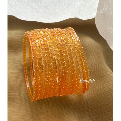 Mango Yellow Rain Drop Glass Bangles