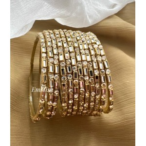 Rectangle Kundan Stones Glass Bangles