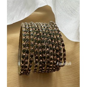 Olive Green Colour Heart Shape Glass Bangles