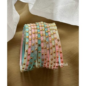Pastel Pink and Blue Multicolour Glass Bangles