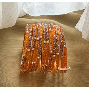 Orange Pearl Glass Bangles