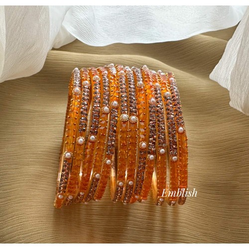 Orange Pearl Glass Bangles