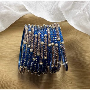 Blue Pearl Glass Bangles