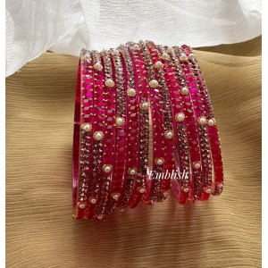 Pink Pearl Glass Bangles