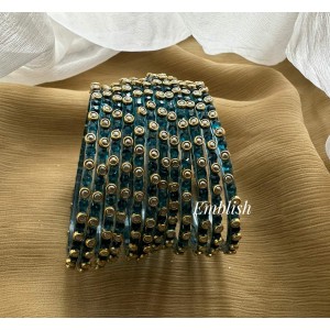 Blue Kundan Glass Bangles