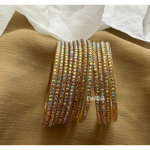 Golden Stone Glass Bangles