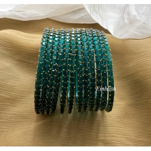 Rama Green Rain Drop Glass Bangles