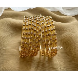 Golden Yellow Kundan Glass Bangles