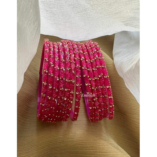 Pink Flower Glass bangles