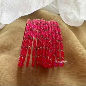 Pink Gold Stone Glass Bangles