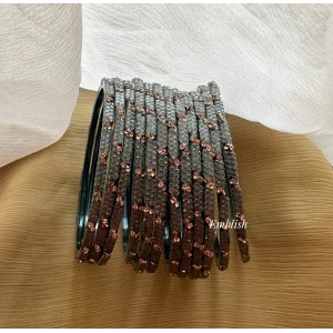 Grey Gold Stone Glass Bangles
