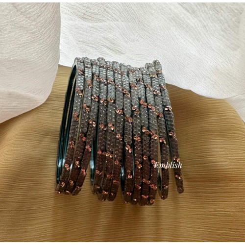 Grey Gold Stone Glass Bangles