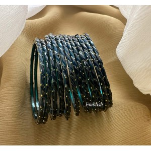 Blue Gold Stone Glass Bangle