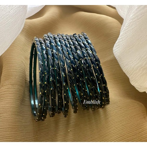 Blue Gold Stone Glass Bangle