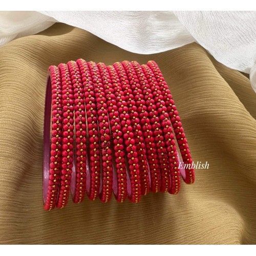 Reddish Pink Unique Glass Bangles