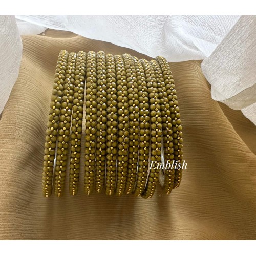 Olive Green Unique Glass Bangles