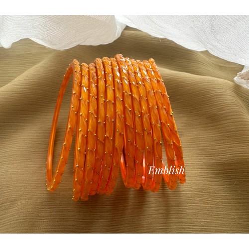 Orange Gold stone Glass Bangles