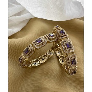 Antique AD Stones Square Bangles - Purple