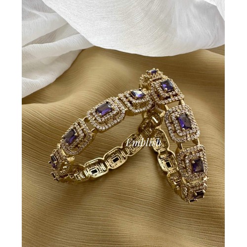 Antique AD Stones Square Bangles - Purple