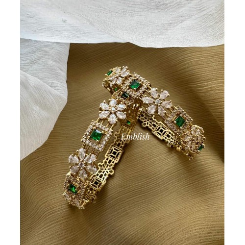 Antique AD Flower Square Bangles - Green