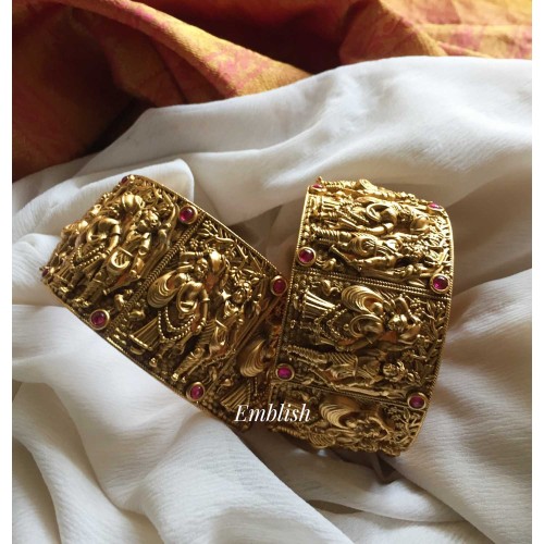 Radha krishna gold alike screw kada bangles 