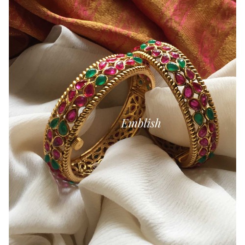 Leaf Ruby green opeable bangle 