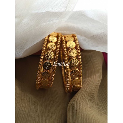 Lakshmi Coin gold finish set bangles