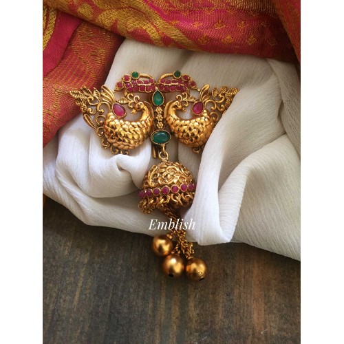 Double Peacock jhumka gold chain drop single jadda billa 