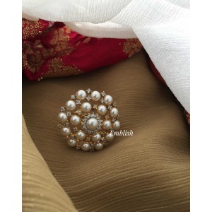 Pearl Ad stones studded adjustable finger ring