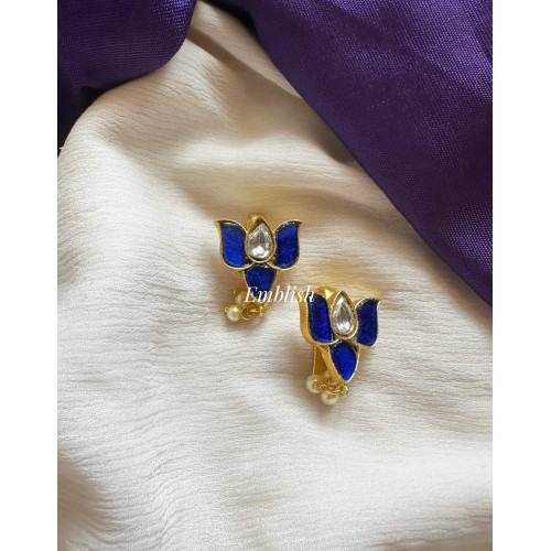 Kundan Jadau Lotus Pearl Drop Bugadi Style Earring