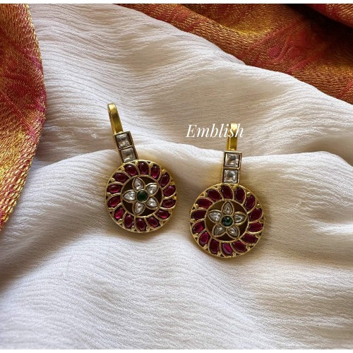 Antique Flower Kundan Jadau Bugadi Earriings Antique Flower Kundan Jadau Bugadi Earriings