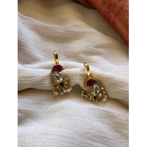 Antique Peacock Pearl Drop Kundan Jadau Bugadi Earrings