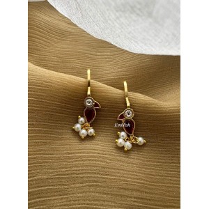Kundan Jadau Peacock Pearl Drop Bugadi Earrings Kundan Jadau Peacock Pearl Drop Bugadi Earrings
