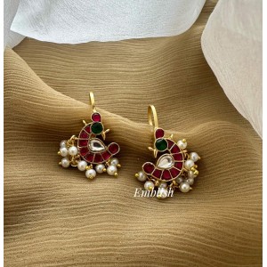 Kundan Jadau Pearl Drop Peacock Bugadi Earrings
