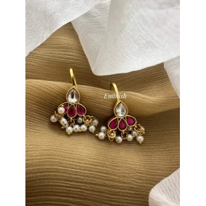 Kundan Jadau Tear Flower Pearl Drop Bugadi Earrings Kundan Jadau Tear Flower Pearl Drop Bugadi Earrings