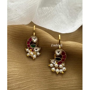 Kundan Jadau Peacock Pearl Bunch Bugadi Style Earrings Kundan Jadau Peacock Pearl Bunch Bugadi Style Earrings