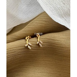 AD Gold alike Pierced Elegant Leaf Bugadi Earrings AD Gold alike Pierced Elegant Leaf Bugadi Earrings