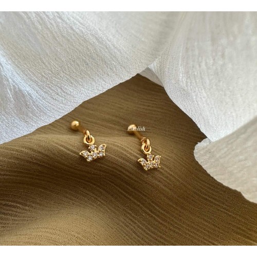 AD Gold alike Pierced small Crown Bugadi Earrings AD Gold alike Pierced small Crown Bugadi Earrings