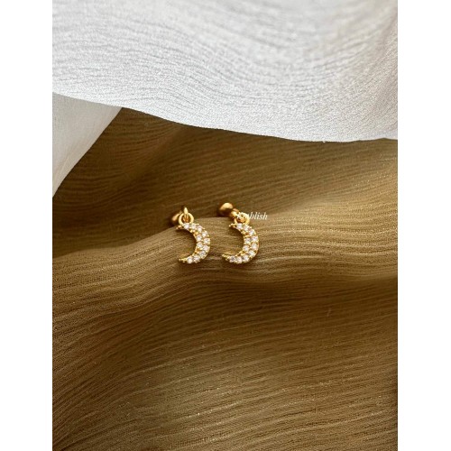 AD Gold alike Pierced Half Moon Bugadi Earrings AD Gold alike Pierced Half Moon Bugadi Earrings