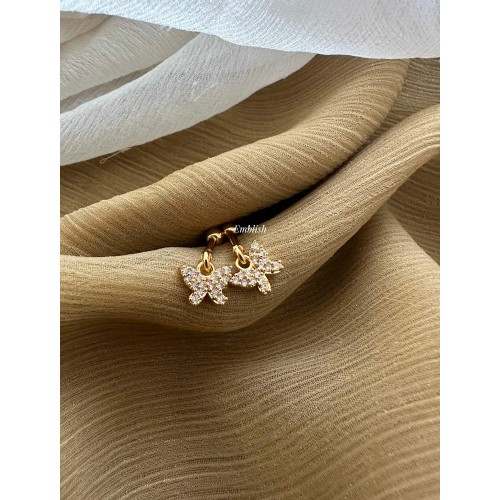 AD Gold alike Pierced butterfly Bugadi Earrings AD Gold alike Pierced butterfly Bugadi Earrings